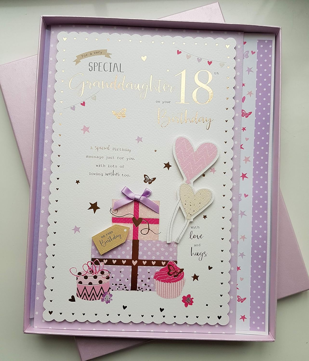 ICG Birthday Card - Special Granddaughter 18th Birthday Large Boxed Card, grey|white|pink|red, 305mm x 225mm - Image 5