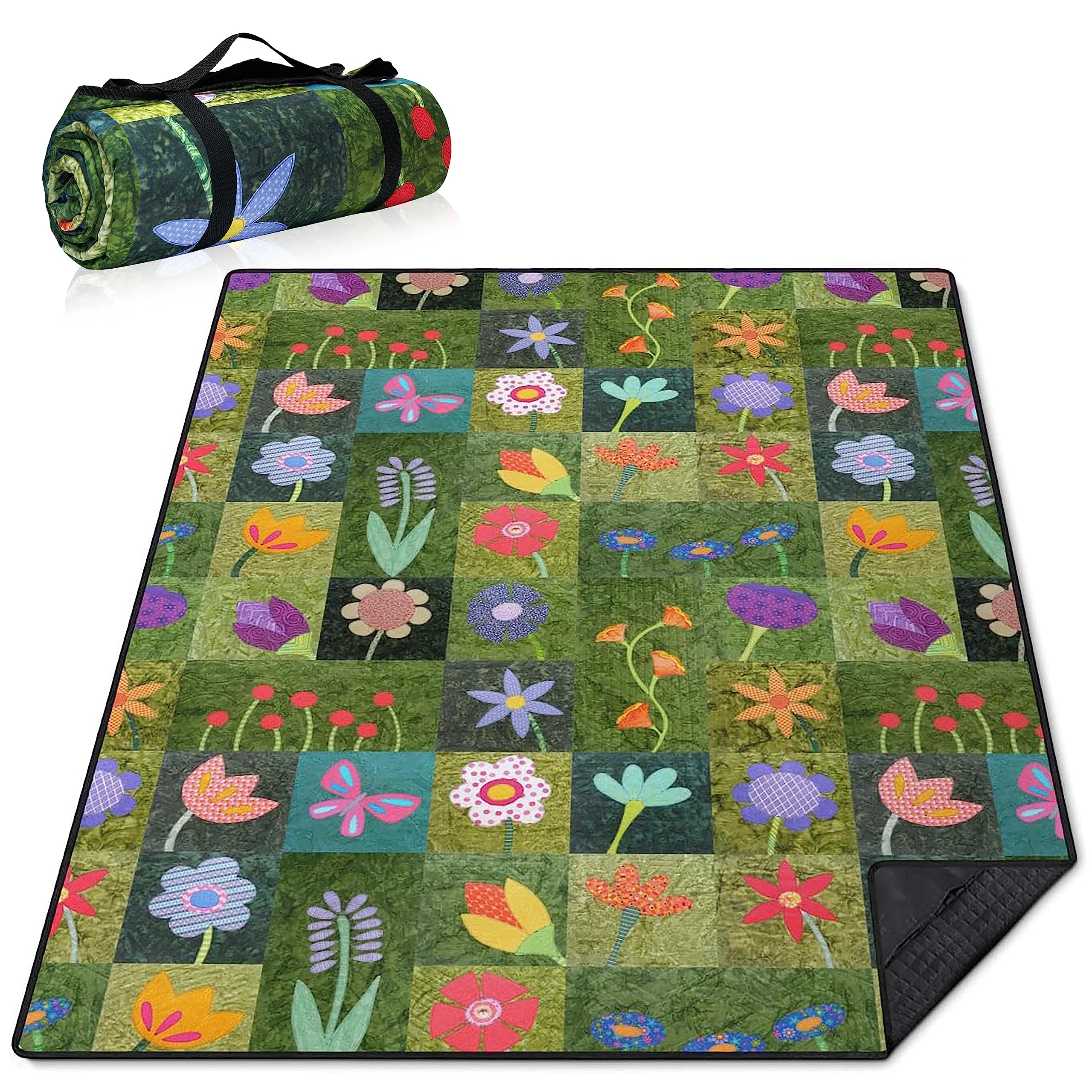 Photo 1 of Supfitness Extra Large Picnic Blankets Waterproof Foldable (60 "x 80") Beach Blanket Waterproof Sandproof,3-Layer Thicking Mat Outdoor Packable Camping Blanket