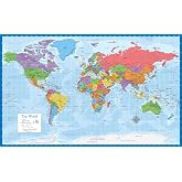 Laminated World Map Poster - Wall Chart Map of Earth - 18" x 29" (Blue)