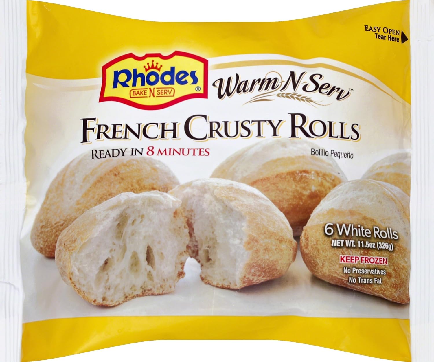 RHODES Warm N Serv French Crusty Rolls, 11.5 oz (frozen)