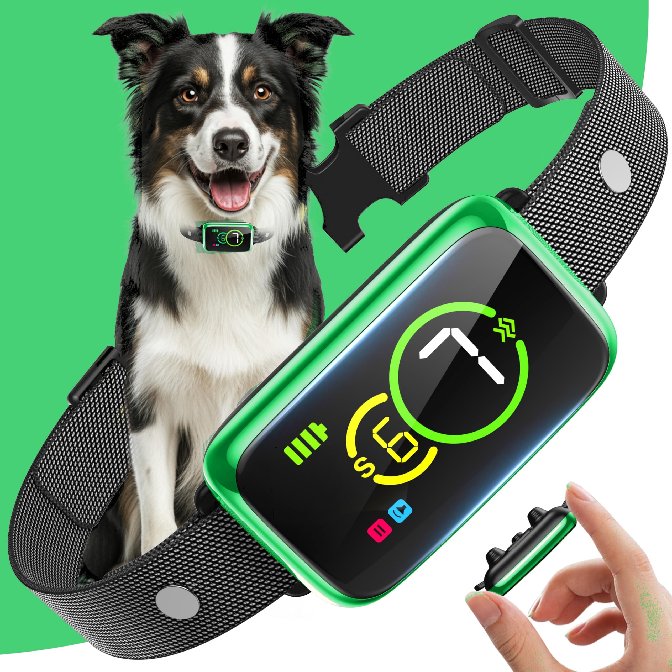 Smart Dog Bark Collar, Automatic Stop Bark Collar for Large, Medium, Small Dogs, Safe & Humane Barking Collar with Beep, Vibration & 7 Adjustable Sensitivity, Anti Barking Device IP67 Waterproof Image