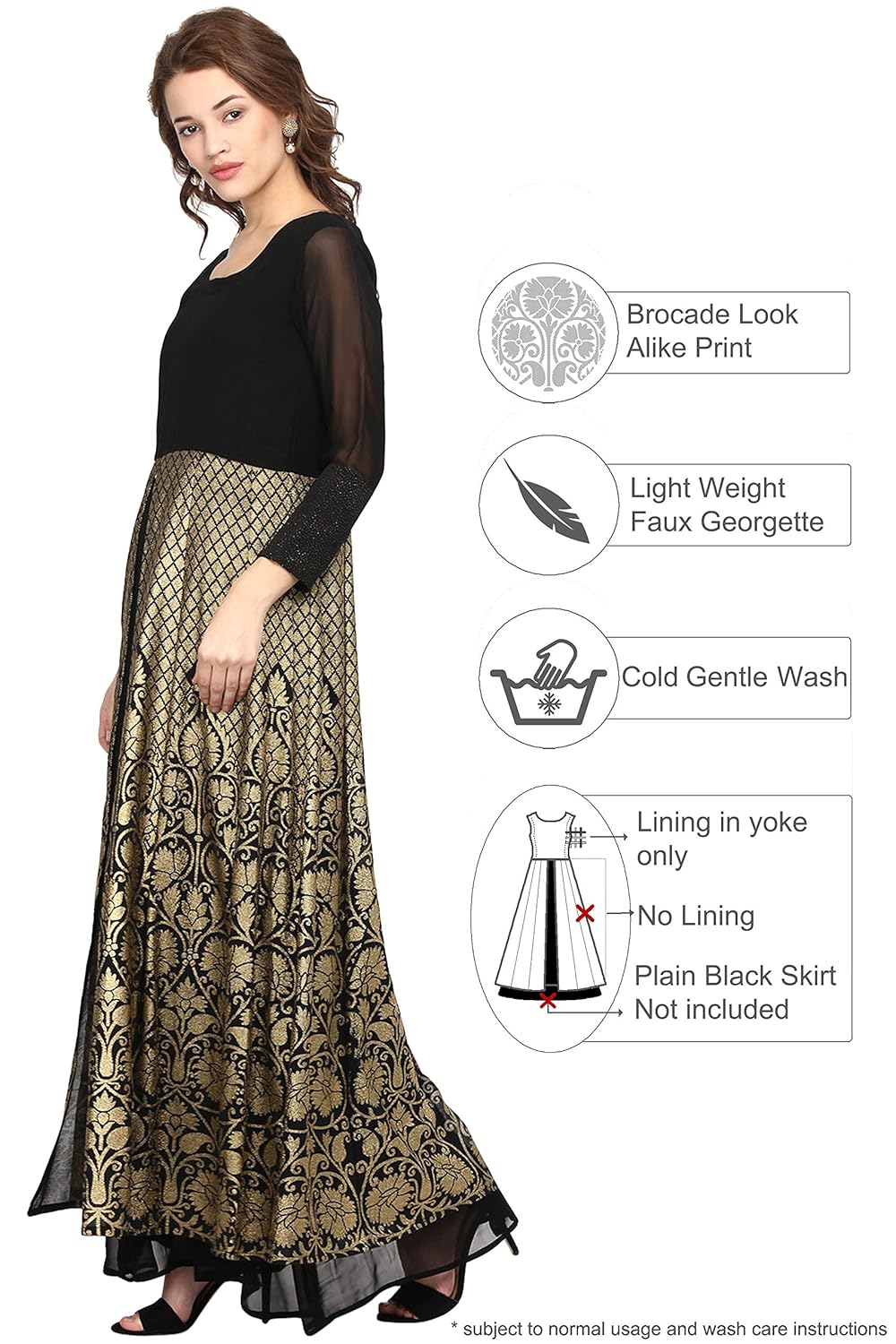 ahalyaa women's 3/4th sleeve and round neck georgette kurti