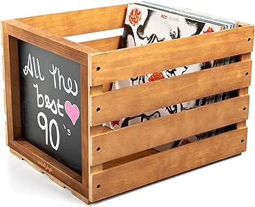 Caja de Almacenamiento de Discos de Vinilo de Madera, bolígrafo de Tiza