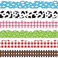BXawi 84Pcs Farm Bulletin Board Border Colorful Farm Animals Cow Print Plaid Scalloped Borders Trim Back to School Classroom Chalkboard Decor for Elementary Kindergarten Preschool Farm Party Supplies
