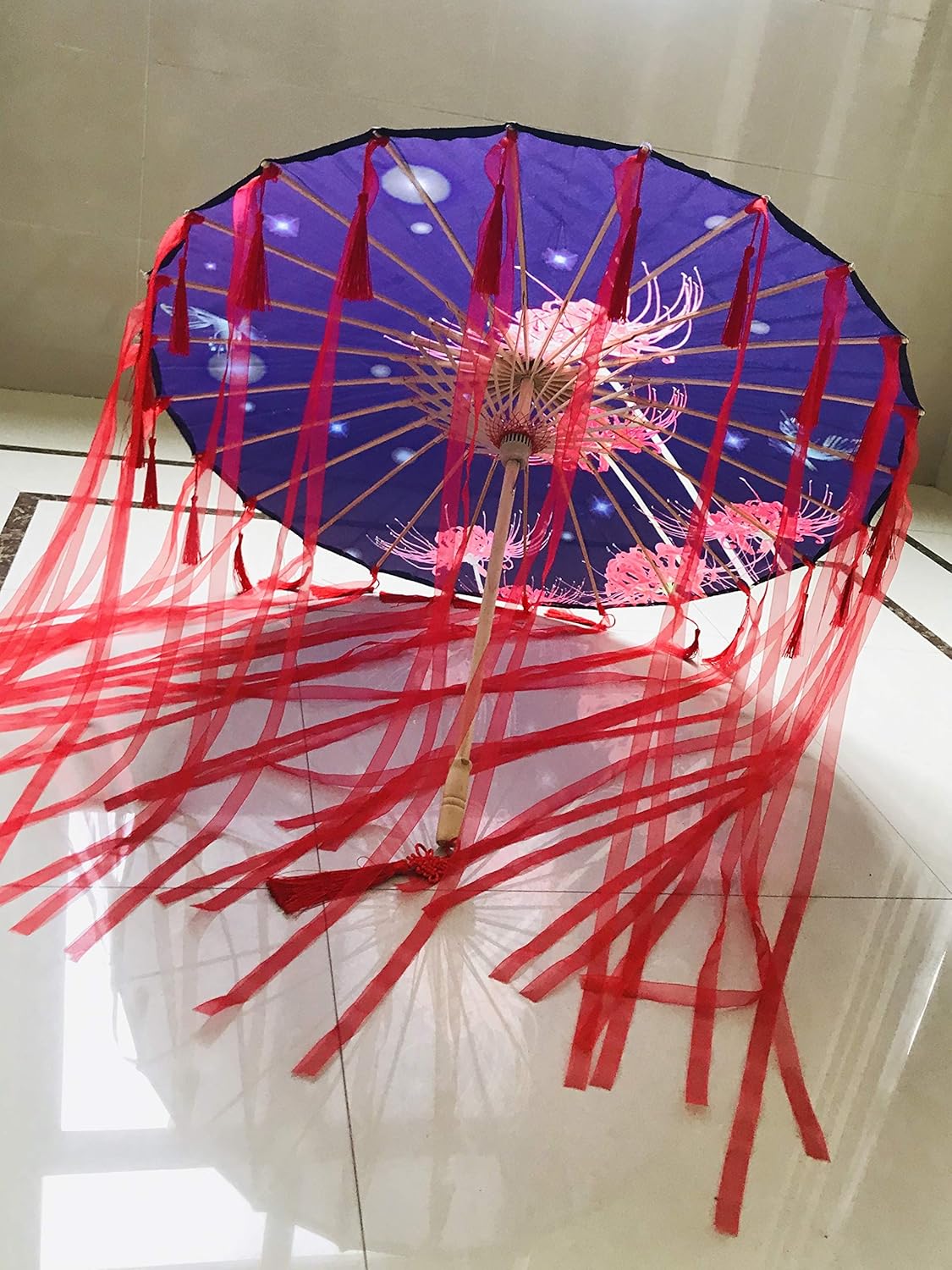 Sombrilla de tela de seda para novia, para mujer, papel de aceite