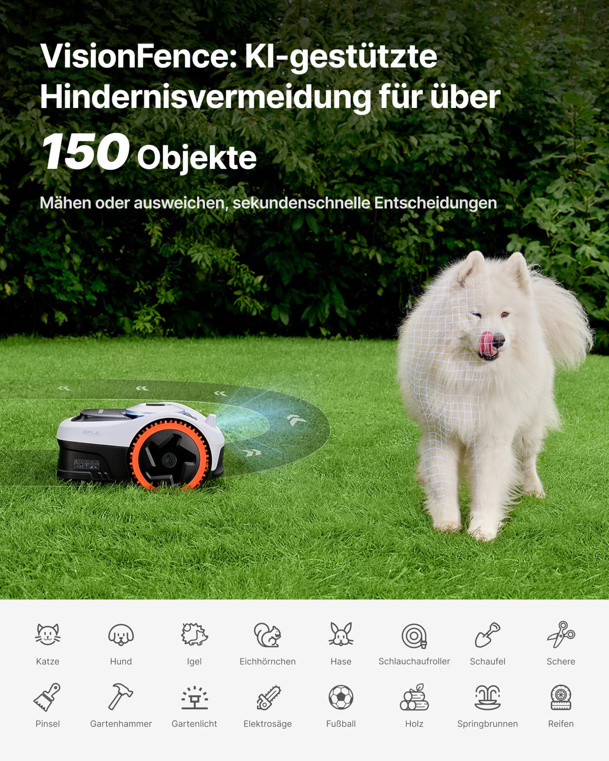 Segway Navimow i205 AWD (Neuer i105E) Mähroboter ohne Begrenzungskabel mit Garage S, für 500 m², Allradantrieb für 45% Steigung, NRTK+Vision, Keine RTK Antenne erforderlich (Getrennter Versand) 7