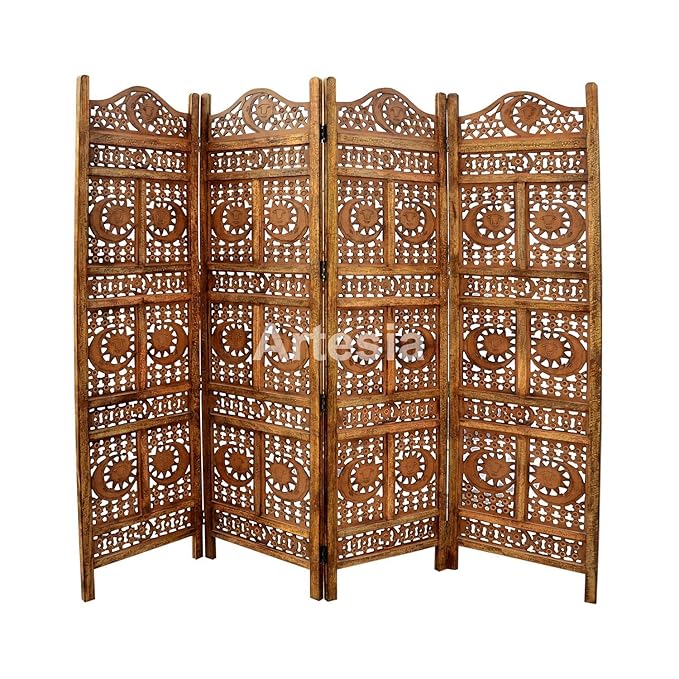 Artesia Wooden Handcrafted 4 Panel Room Partition/Divider (Brown) Amazon.in Home & Kitchen
