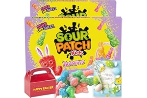 MUCHAI INNOVATIONS Easter Sour Patch Kids Bunnies Soft & Chewy Gummy Candy | Theater Box - Assorted Flavor | For Egg Hunt Deco Basket Stuffer Party Favor Treat Gift | Happy Easter Card & Box