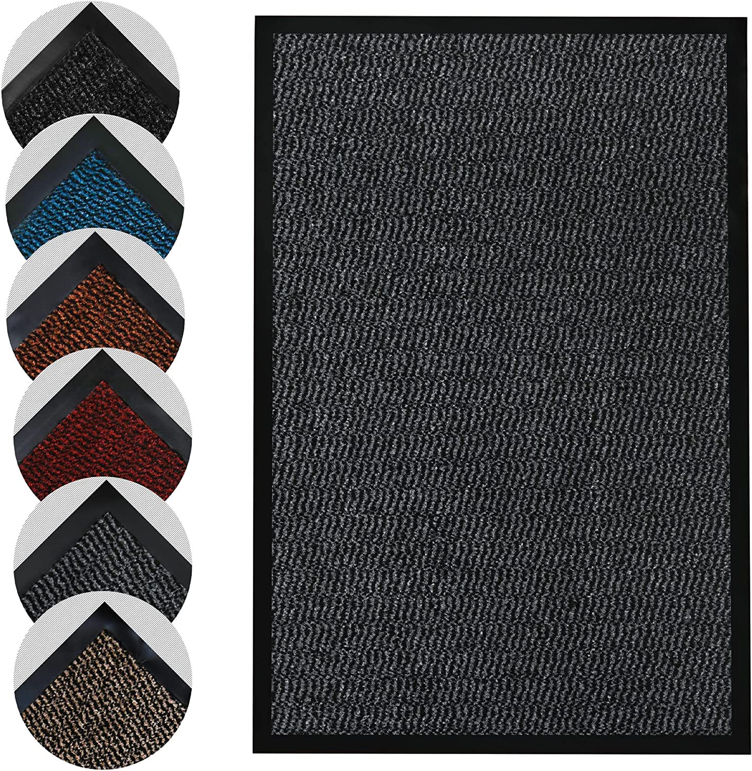 Homatz Door Mat Indoor & Outdoor 50 x 80cm Heavy Duty Floor Mat - Non Slip Rubber Back Door Mats Indoor Rug - Dirt Trapper Super Absorbent Front Door Mat, Washable Doormats Barrier Mat