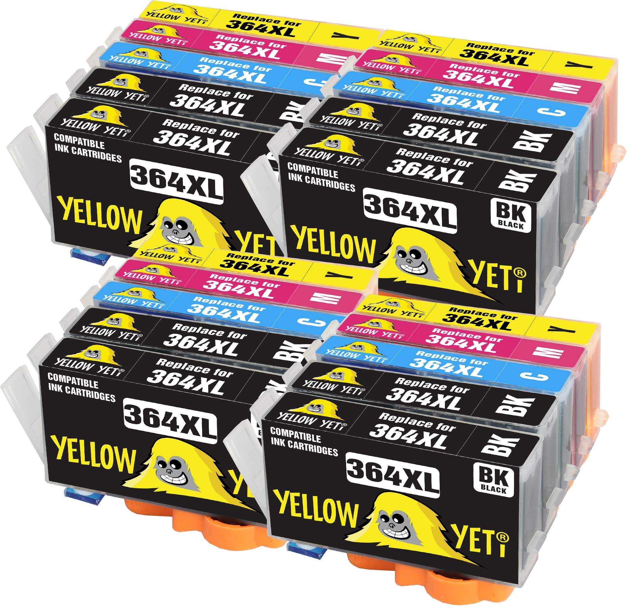 YELLOW YETI Replacement for HP 364 364XL Ink Cartridges compatible with HP Photosmart 5520 5510 6520 7520 7510 6510 B209a Officejet 4620 Deskjet 3520 3070A (8 Black + 4 Cyan + 4 Magenta + 4 Yellow)