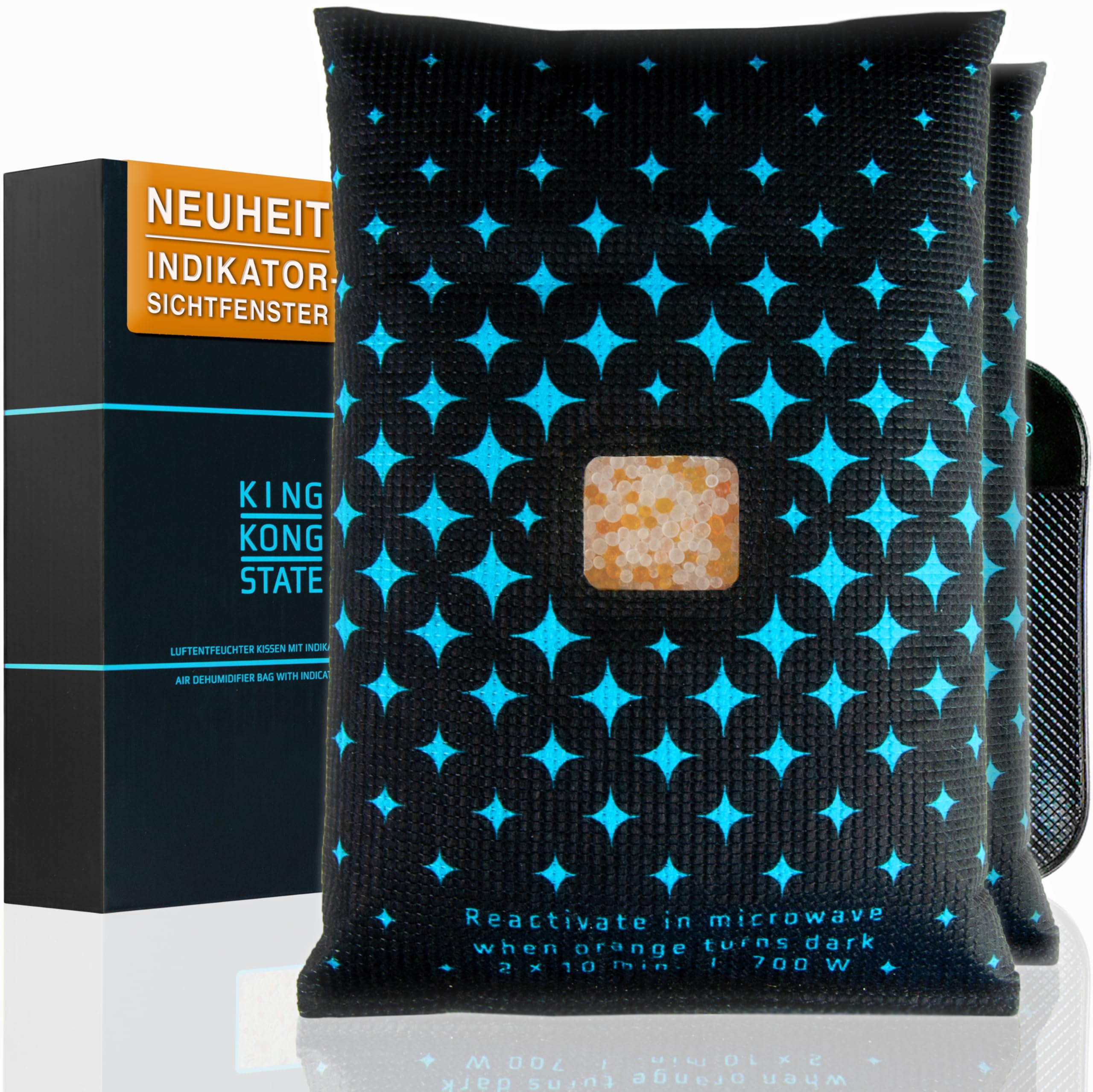 King Kong State Dehumidifier for cars, pack of 2, dehumidifier cushion 2 x 750 g for fogged car windows, with indicator window and anti-slip pad