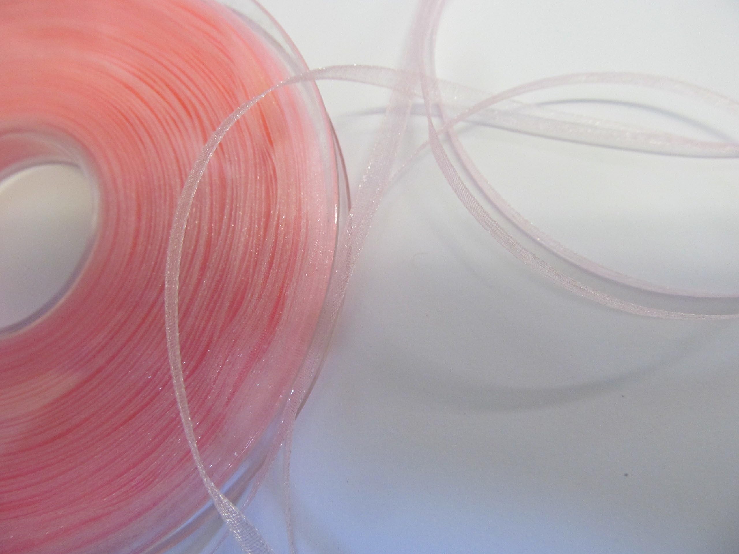 Sheer Organza Ribbon - 25 metre rolls - Pink - 7mm