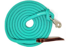 Knotty Girlz 9/16 Double Braid Polyester Yacht Horse Lead Rope Natural Horsemanship with Option of Loop or Snap 12ft. or 14ft. Lengths (Turquoise, 14 ft. Nickel Trigger Snap)