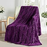 Whale Flotilla Flannel Fleece Throw Blanket for Couch, Soft Fluffy Velvet Sofa Blanket with Decorative Vintage Pattern for All Season, Warm and Lightweight, 50x60 Inch, Purple