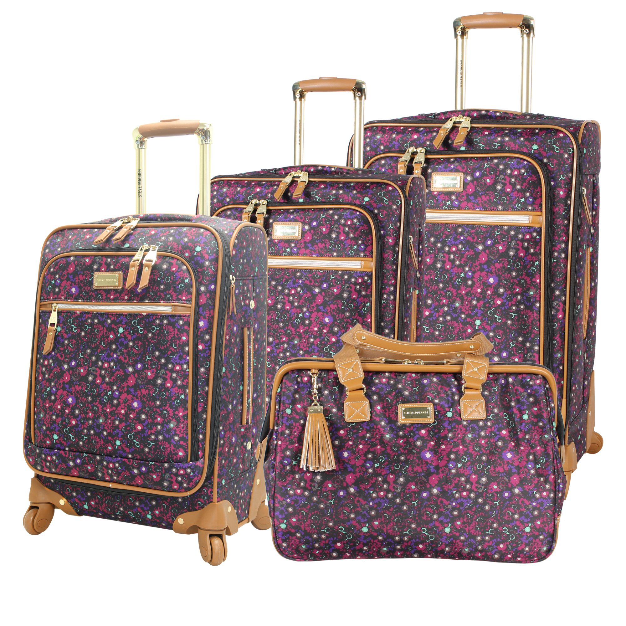 Steve Madden Designer Luggage Collection 4 Piece Softside Expandable