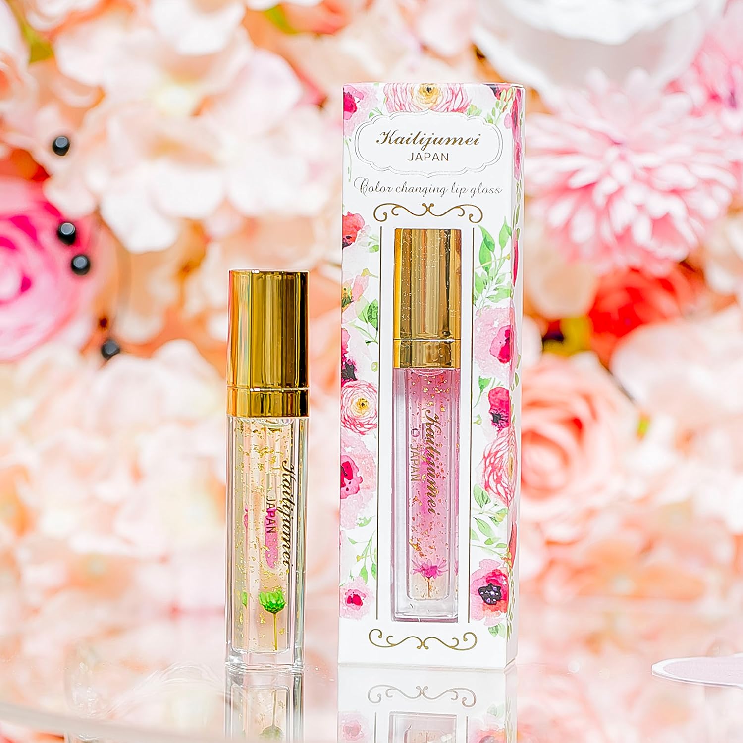 Amazon カイリジュメイ Kailijumei フラワー リップグロス フラワー入りリップ 日本正規品 かわいい プレゼント 美容液 ナイトリップ 透明 お花 08透明 ラメ Kailijumei カイリジュメイ ビューティー 通販