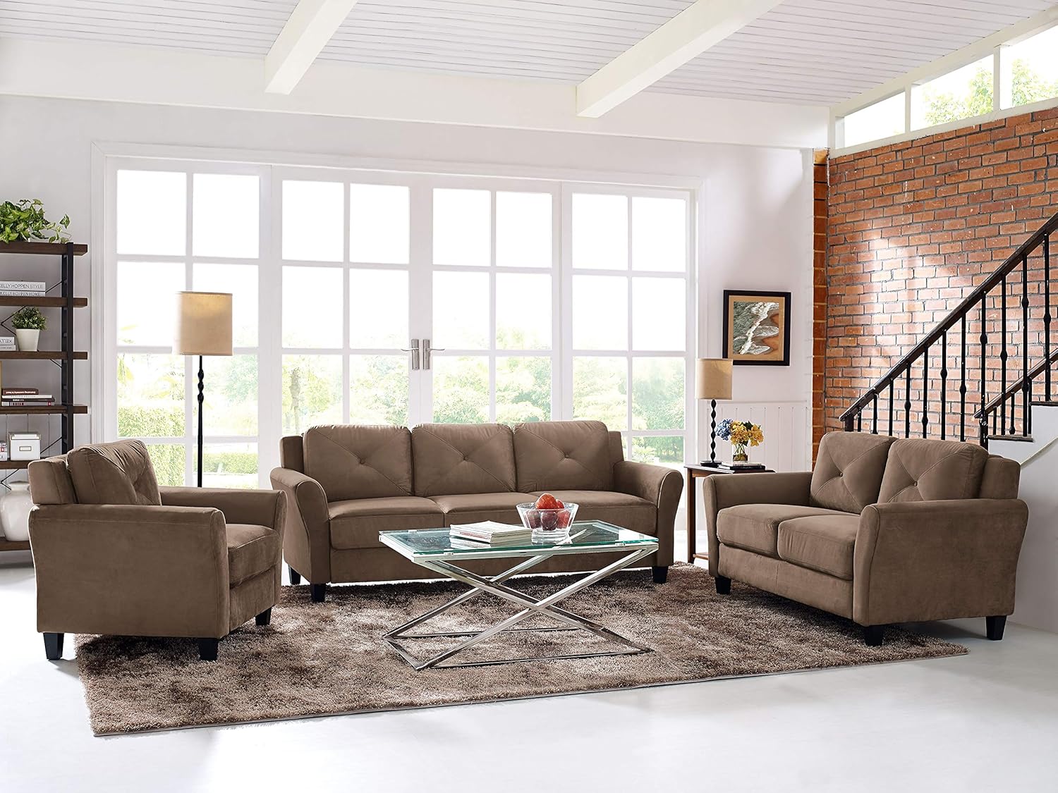 Lifestyle Solutions Collection Grayson Micro-fabric Chair, Brown: Furniture & Decor