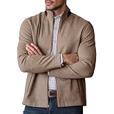 Johnston &amp; Murphy Men's Brushed Full-Zip, Oatmeal, Large