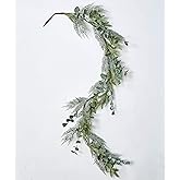 Artificial Mixed Pine & Eucalyptus Christmas Garland, Green;brown;white, 5'