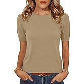 Totatuit Cropped Sweaters for Women Wool Blend Puff Short Sleeve Lightweight Pullover Sweater Crew Neck Tops 2026