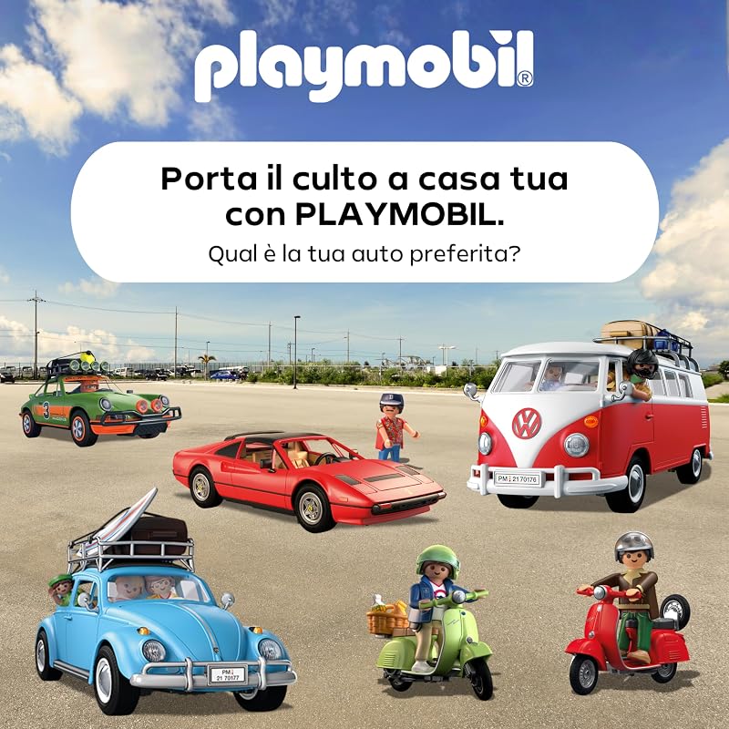 | Veicoli | 80 anni di Vespa: stile iconico | Vespa anniversario azzurro chiaro con personaggio alla moda, cestino e foglio di adesivi | Giocattolo per bambini dai 5 anni in su | 72284