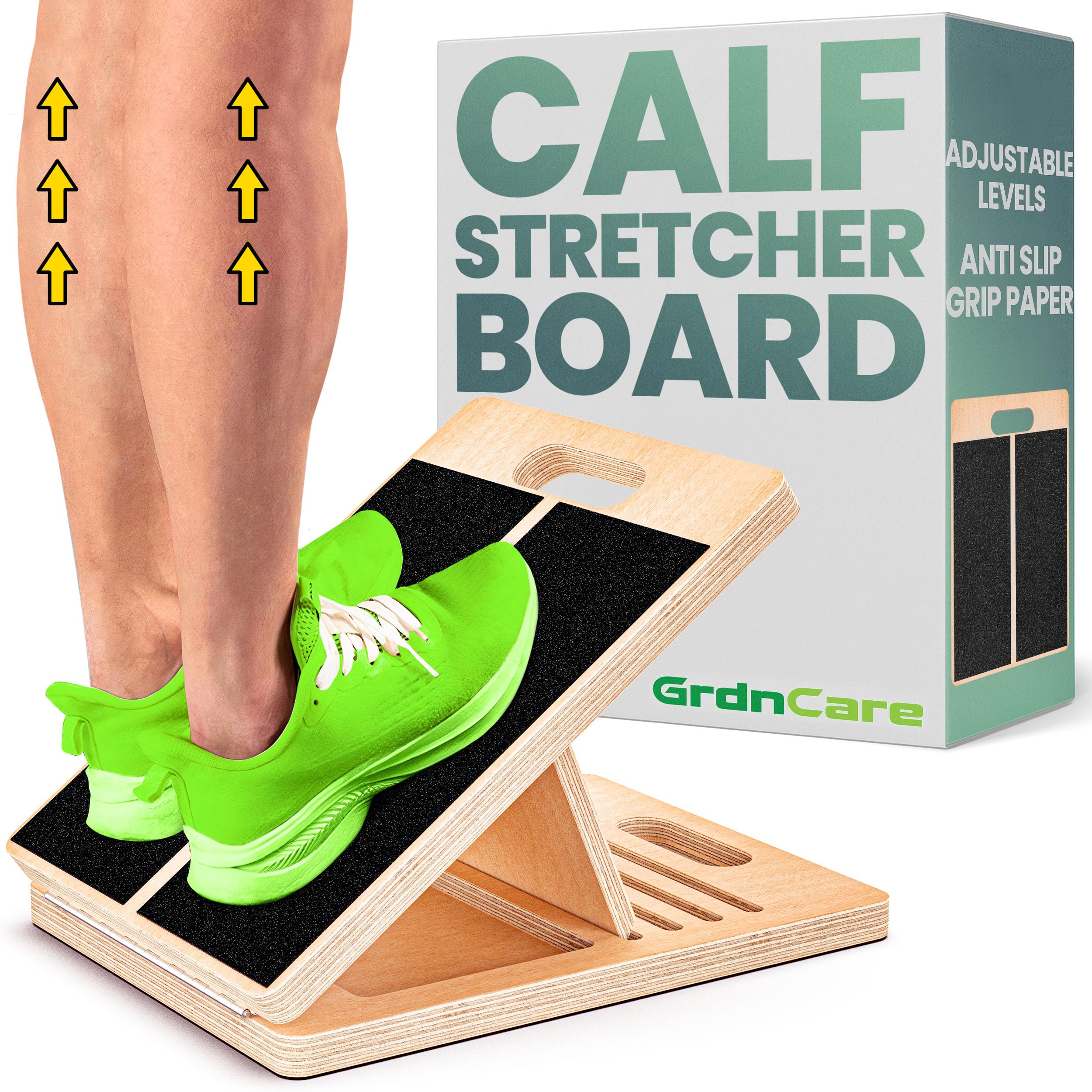 Photo 1 of Calf Stretcher – Wooden Portable Slant Board for Calf Stretching – Adjustable Incline Board Physical Therapy Equipment with Reducing Injury Risk and Improving Foot, Leg & Ankle Mobility