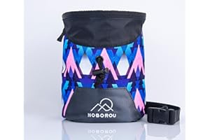 Noborou Chalk Bag for Rock Climbing + Crossfit + Weightlifting | Bouldering Chalk Bag | Wide Opening | Large Zippered Pocket | Adjustable and Removable Belt