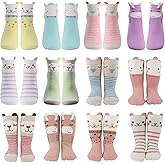 Tiny Captain Baby Toddler Girls Animal Grip Tube Socks Anti-Skid Cartoon Newborn, Infant, Baby and Toddler Socks