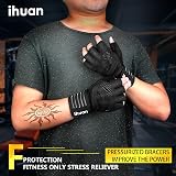 ihuan Ventilated Weight Lifting Gym Gloves with Wrist Wrap Support Medium Black view 2