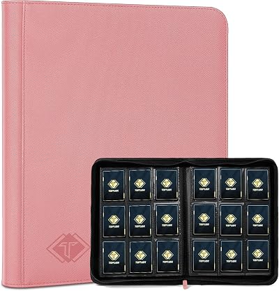 TiopLior 9 Pocket Trading Card Binder 432 Pockets Pink 360 Side Loading