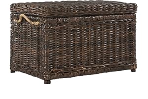 happimess HPM9003A Jacob 30" Wicker Storage Trunk, Collapsible for flat storage, Rattan-Sarang Buaya, Coastal for Office, Dorm Room-LivingRoom, Bedroom, Dining Room, Brown