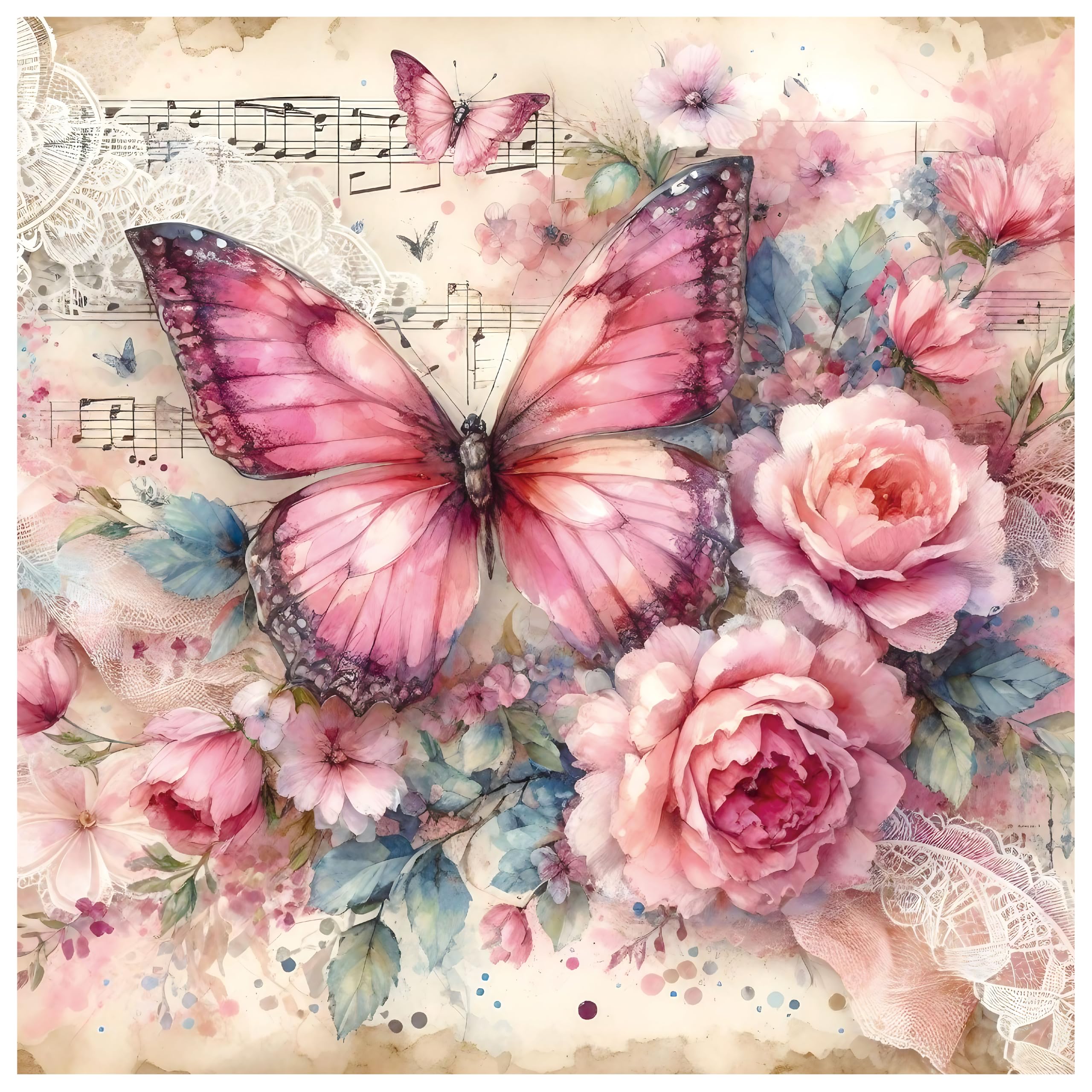 CREAFOMIFE 1024 Piece Jigsaw Puzzle for Adults, Pink Butterfly & Flowers Large Puzzle, Gift for Adult Puzzle Lovers （ 24 x 24Inches ） — image 1