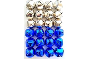 DONDOR Jingle Bells 1 1/4 inch (24 Piece Pack, Silver & Blue)