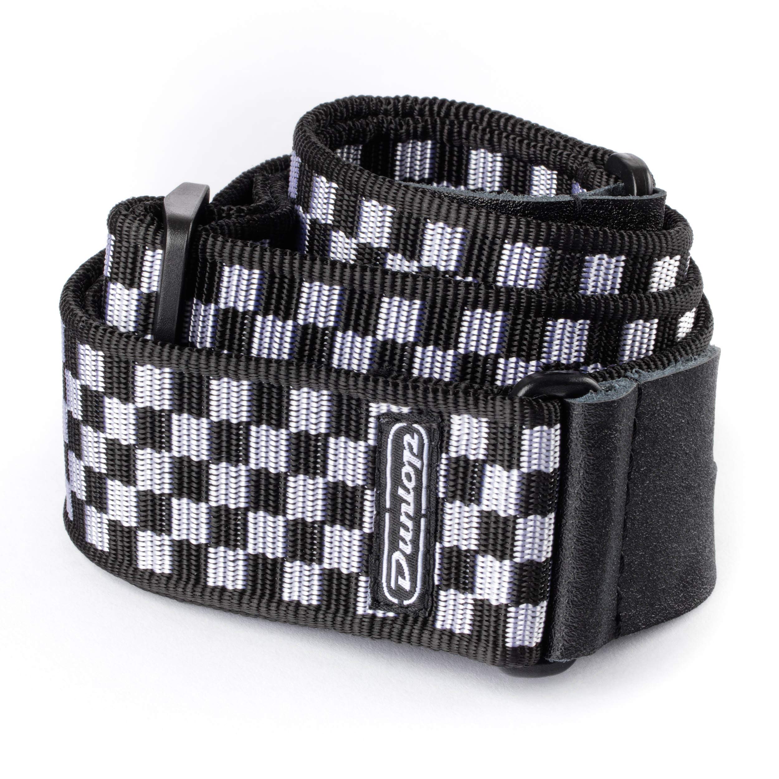 Jim Dunlop D38-31BK Check Guitar Strap - Black/White