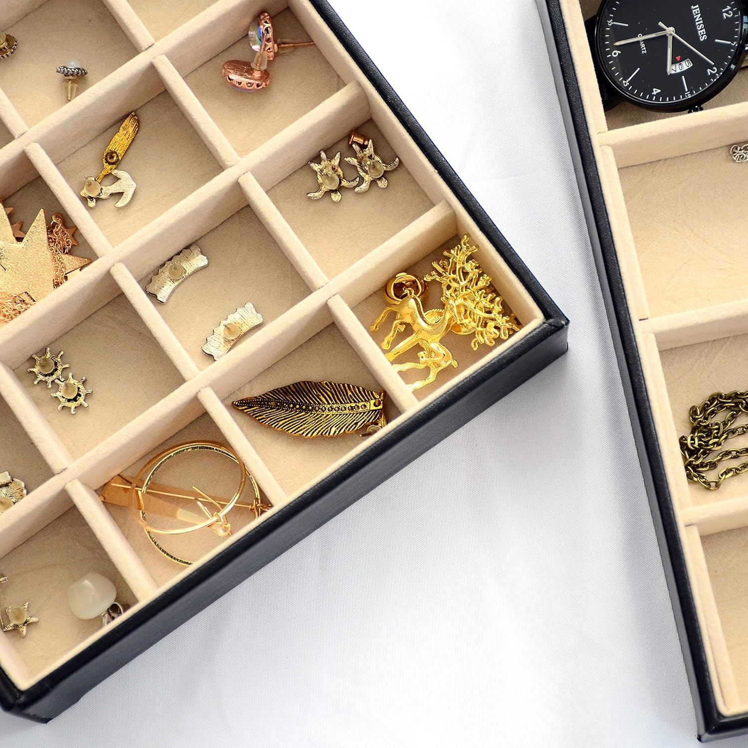 AKOZLIN Large Jewelry Box Organizer Functional Huge Lockable, Leather Jewelry Storage Case for Women Girls Ring Necklace Earring Bracelet Holder Organizer with Mirror: Home Improvement