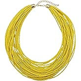 Bocar Multi Layer Chunky Bib Statement Seed Beads Cluster Collar Necklace for Women Gift (NK-10351)