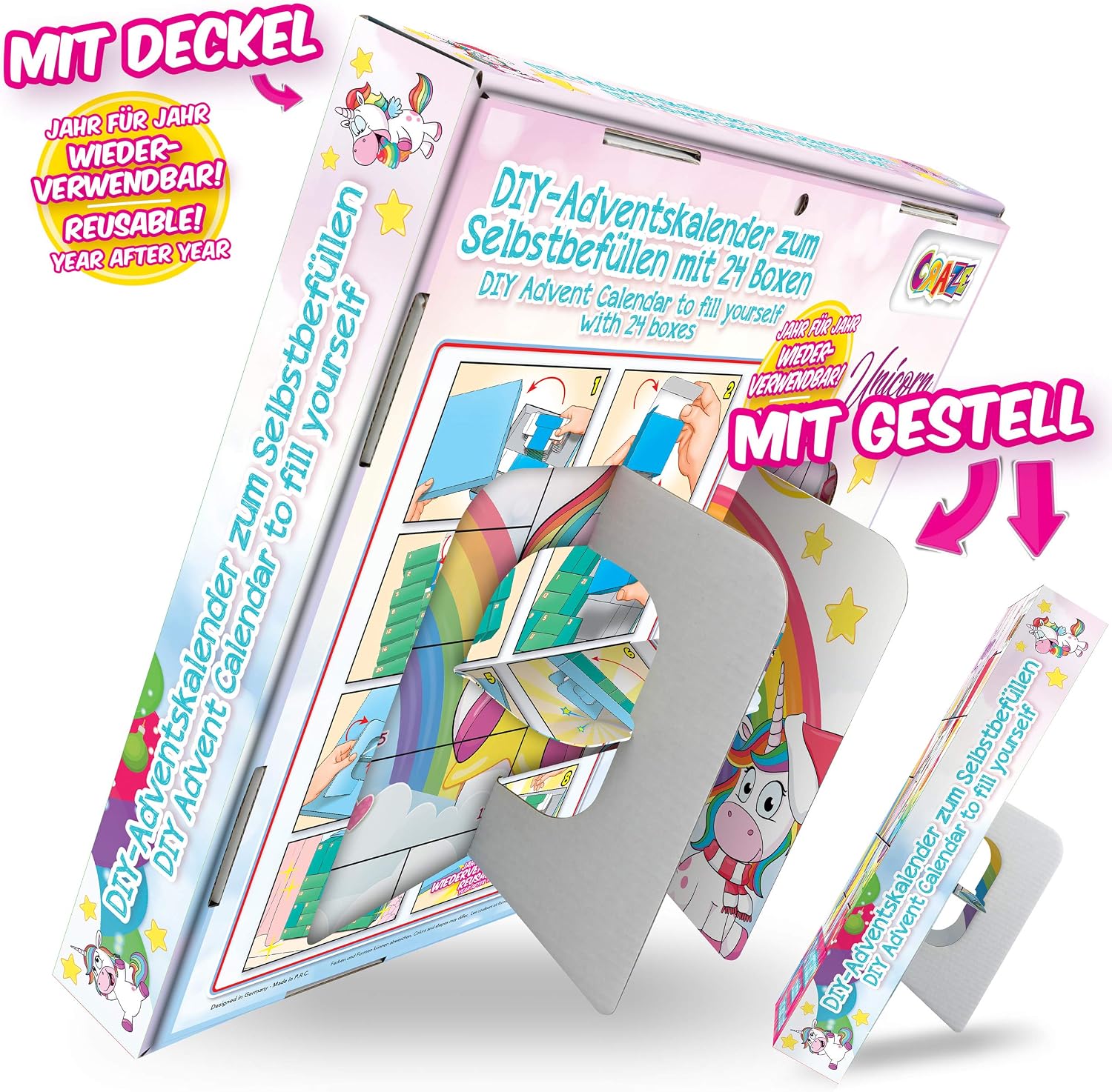 CRAZE 25321 advent christmas calendar 2020 UNICORN create your own toys calendar for girls DIY, Colorful - Image 3