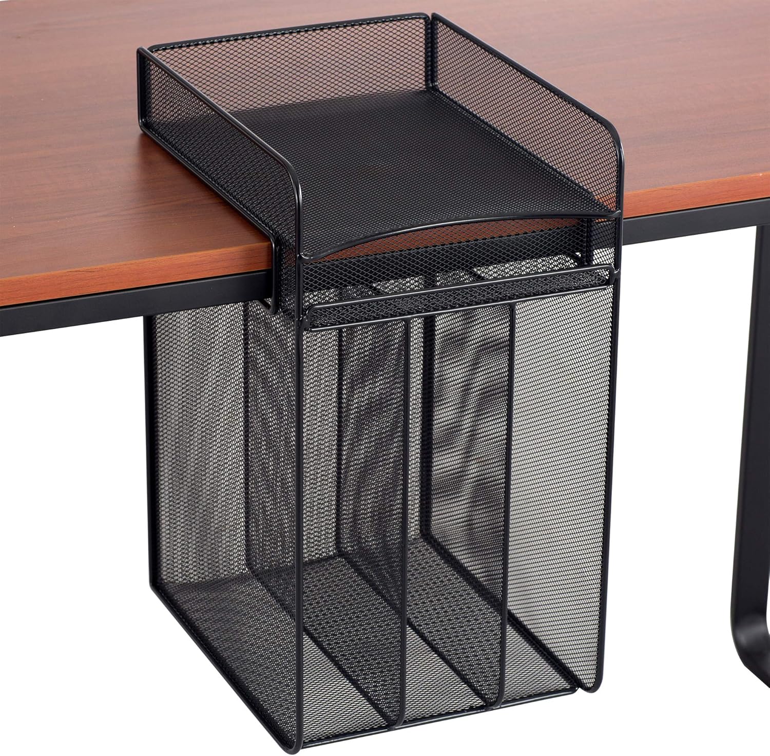 Safco Products Onyx Mesh 5-Tray Underdesk Hanging Organizer 3240BL, Black Powder Coat Finish, Durable Steel Mesh Construction: Office Products
