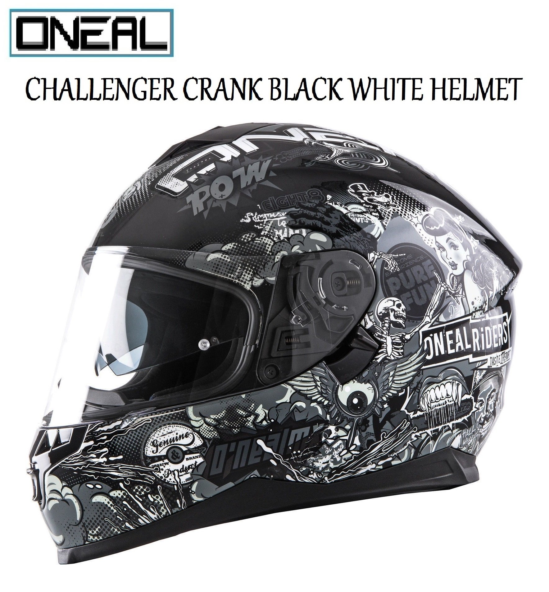Buy MOTORBIKE ADULT ONEAL CHALLENGER CRANK BLACK WHITE FULL FACE HELMET