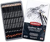 Derwent Graphic Set 12 Soft Graphite Pencils 9B-H Professional Quality
