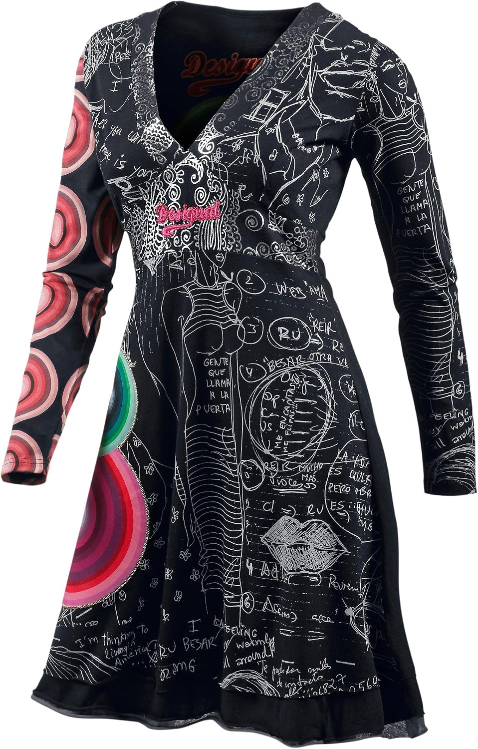 Desigual Damen Kleid Lässig Mit Blumenmuster – ärmellos, Midilänge | Regular Passform, Rundhalsausschnitt