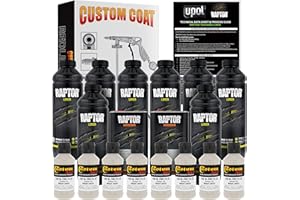 CUSTOM SHOP U-Pol Raptor Bright White Urethane Spray-On Truck Bed Liner Kit and Custom Coat Spray Gun with Regulator, 8 Liters