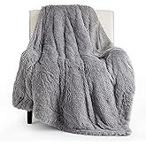 Bedsure GentleSoft Fluffy Grey Throw Blanket, Grey Decor Cozy Gifts for Women Men, Soft Sherpa Fleece Fuzzy Plush Thick Warm Minky Faux Fur Throw Blanket for Couch Bed Sofa, Gray Gifts for Dad, 50x60