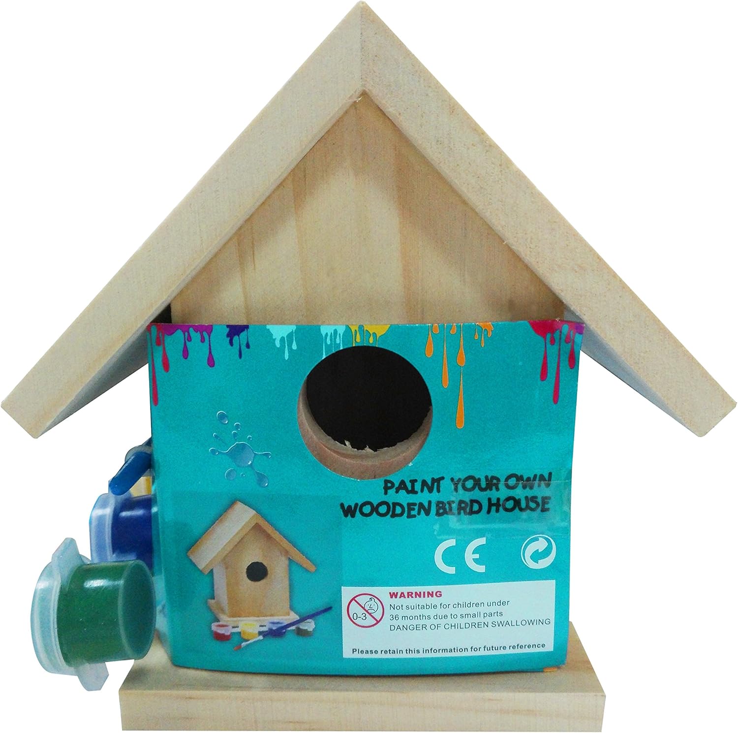 Funmate Paint Your Own Solid Wood Bird House Amazon.co.uk Garden