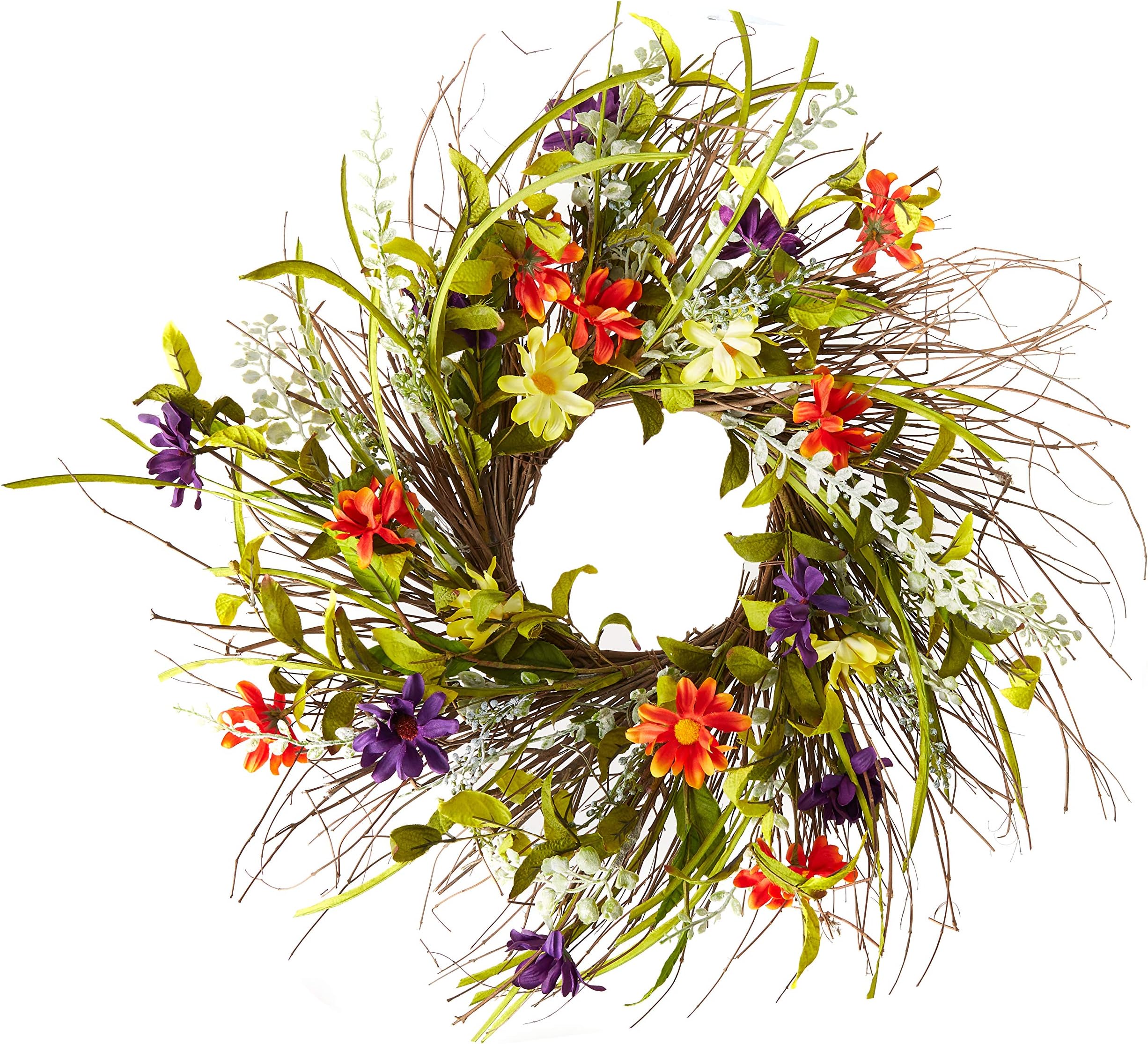 Worth Imports Wild Twig Wreath, 28", Multicolor  FLORLAB - Eucalyptus Wreath - 16 Inches - Farmhouse Wreath - Front Door Wreath - Door Decor - Green Wreath - for Indoors - Small Wreath - Mini Wreath - Perfect Spring Summer Wreath (16 inches)  16Inch Christmas Wreath Front Door Wreath Xmas Wreath Grapevine Wreath for Holiday Christmas Decorations  ATDAWN 16 Inch Christmas Wreath, Outdoor Lighted Christmas Wreath for Front Door, Xmas Wreath for Holiday Christmas Party Decorations