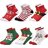 SPTRAMLE Kids Christmas Socks, Newborn Toddler Kids Crew Socks for Girls Boys(0-9 Years), 6 Pairs Baby Xmas Holiday Socks