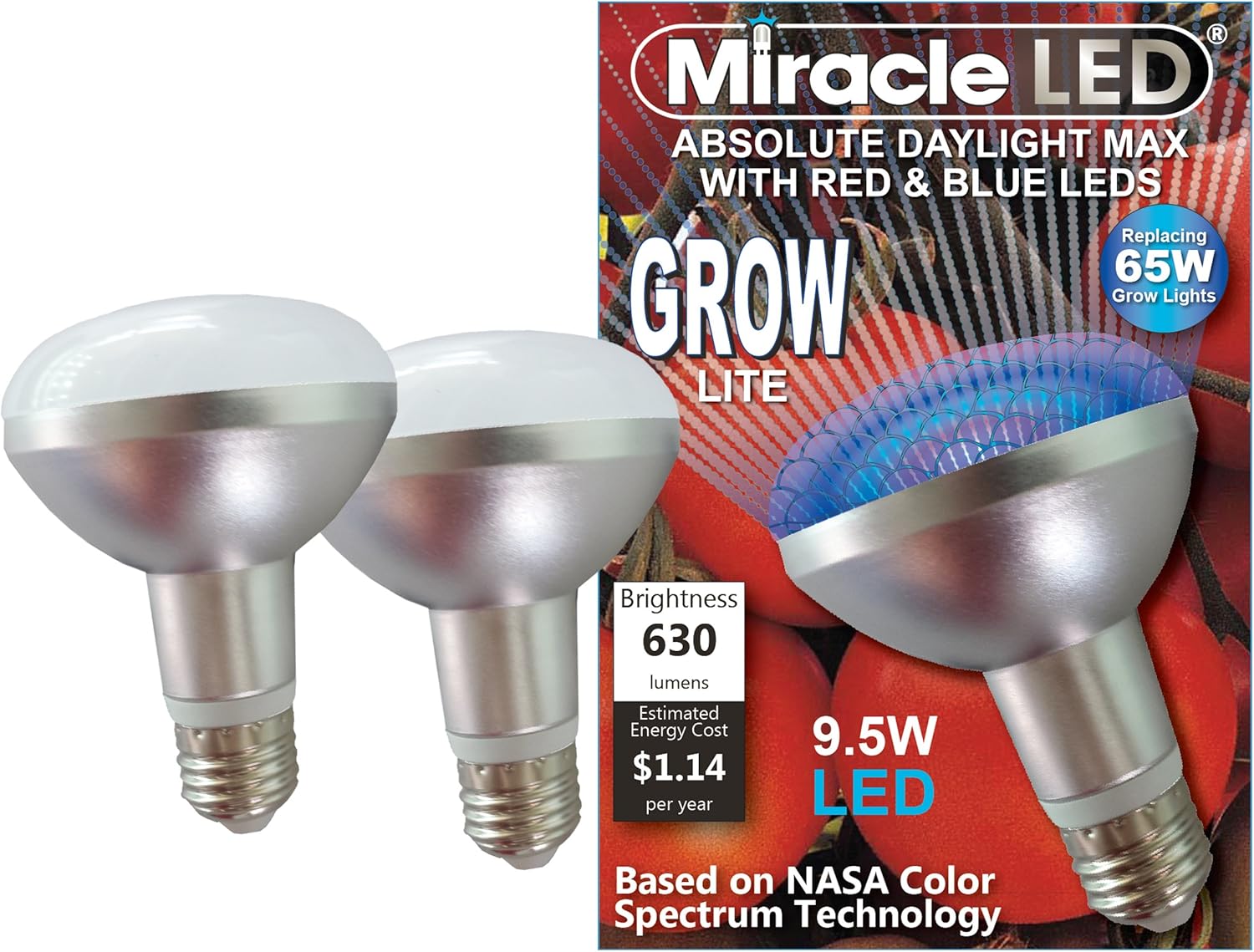 Miracle LED Absolute Daylight MAX Grow Light, 9.5W Red + Blue + 5000K