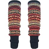 HUAMULAN Women Long Leg Warmers Winter Bohemian Cover Boot Cuffs Knit Crochet Over Knee Christmas Boho
