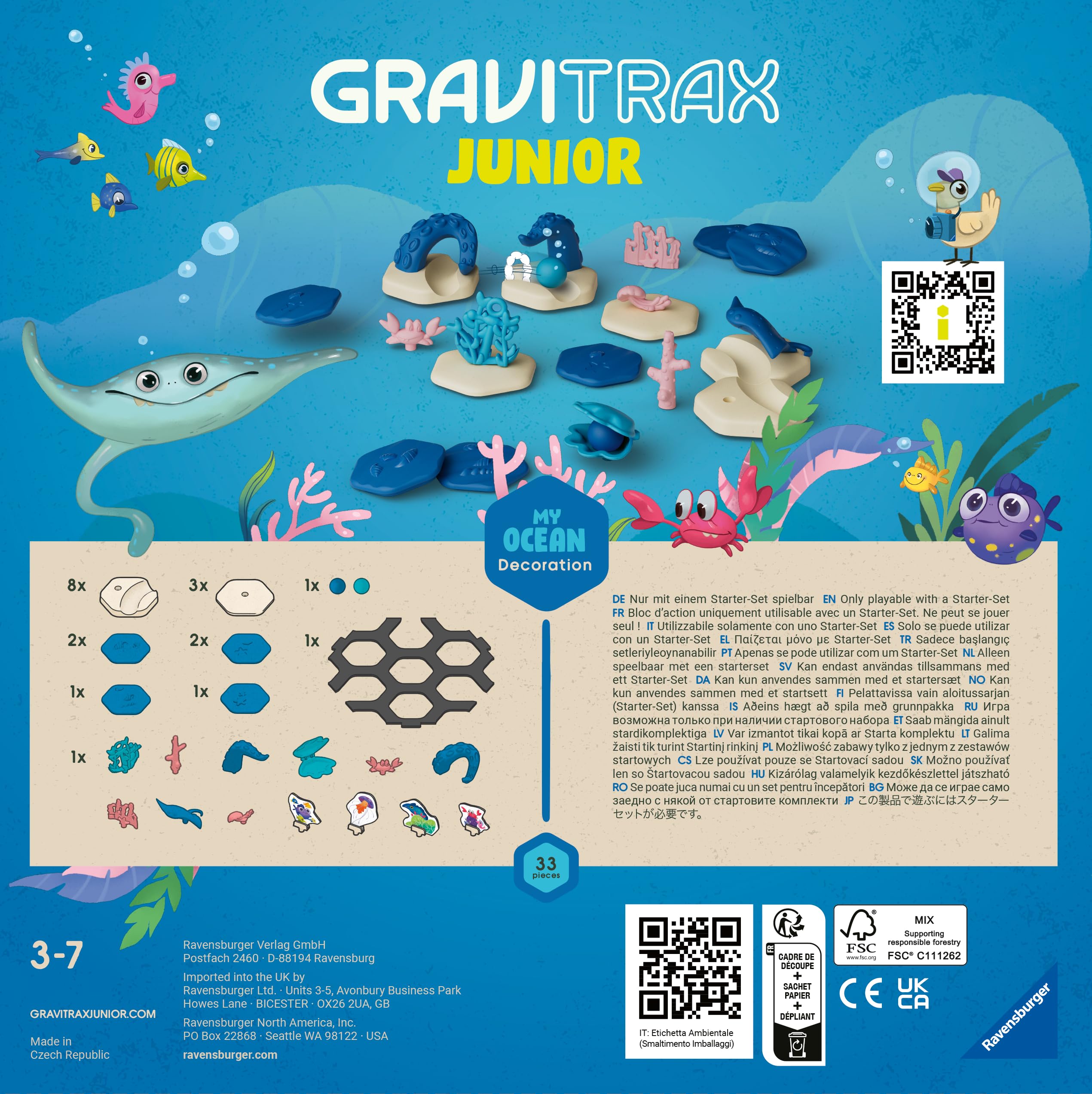 Ravensburger GraviTrax Junior Extension Ocean - Marble Run, STEM and Construction Toys for Kids Age 3 Years Up - Kids Gifts