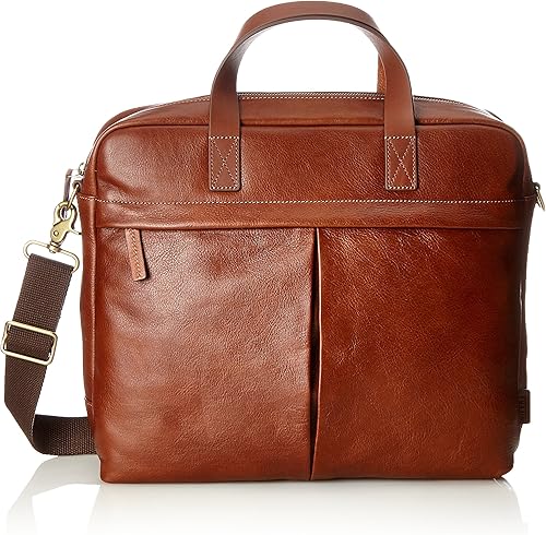 fossil leather laptop bag men's